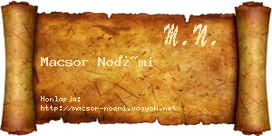 Macsor Noémi névjegykártya